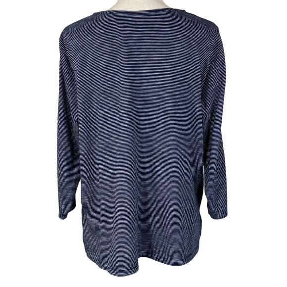 Alfred Dunner X-Large Top Striped Floral Embroidered 3/4 Sleeve Stretch Slits - Picture 6 of 9